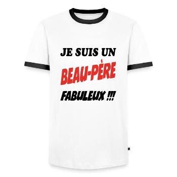 FRERE SOEUR BROTHER SISTER - Men's Ringer Shirt - white/black - Front - AI Model Female 172 light (172cm) & AI Model Male 178 dark (178cm)