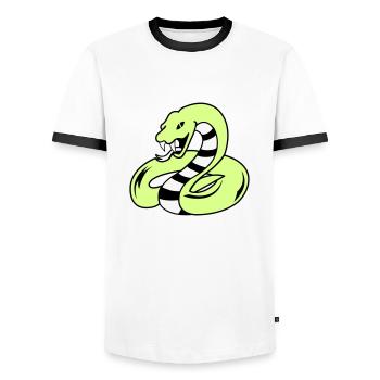 snake 02 - Männer Kontrast-T-Shirt - Weiß/Schwarz - Vorne - AI Model Female 172 light (172cm) & AI Model Male 178 dark (178cm)