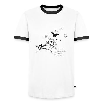 El Zozio Vogel-Poet - Männer Kontrast-T-Shirt - Weiß/Schwarz - Vorne - AI Model Female 172 light (172cm) & AI Model Male 178 dark (178cm)