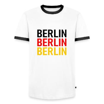 Berlin Deutschland Germany Nationalfarben - Männer Kontrast-T-Shirt - Weiß/Schwarz - Vorne - AI Model Female 172 light (172cm) & AI Model Male 178 dark (178cm)