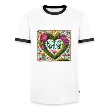 Nourrir la nature - T-shirt contrasté Homme - blanc/noir - Devant - AI Model Female 172 light (172cm) & AI Model Male 178 dark (178cm)