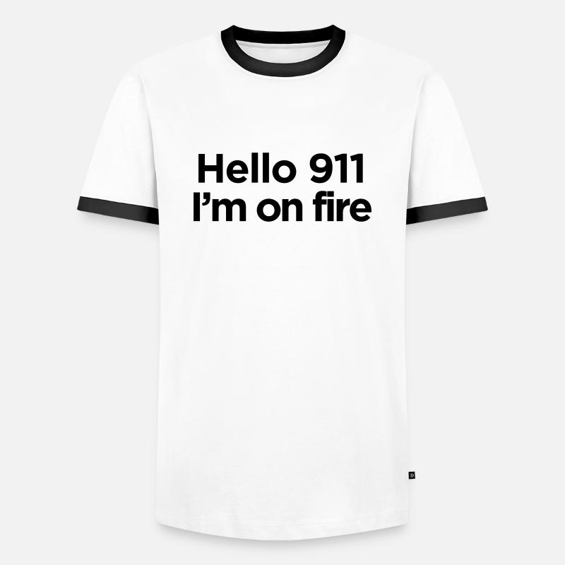 I AM ON FIRE - Men's Ringer Shirt - white/black