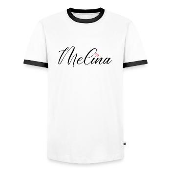 Melina Nom Coeur - T-shirt contrasté Homme - blanc/noir - Devant - AI Model Female 172 light (172cm) & AI Model Male 178 dark (178cm)