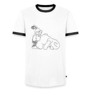 lapin ourson - T-shirt contrasté Homme - blanc/noir - Devant - AI Model Female 172 light (172cm) & AI Model Male 178 dark (178cm)