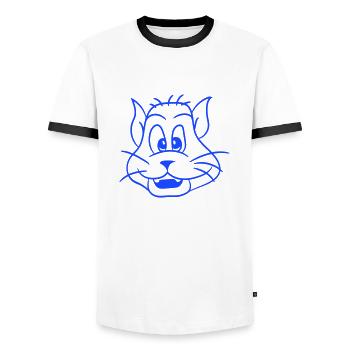 Pretty Cat Looking Happy Cheerful Smiling - Men's Ringer Shirt - white/black - Front - AI Model Female 172 light (172cm) & AI Model Male 178 dark (178cm)
