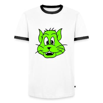 Pretty Cat Looking Happy Cheerful Smiling - Men's Ringer Shirt - white/black - Front - AI Model Female 172 light (172cm) & AI Model Male 178 dark (178cm)