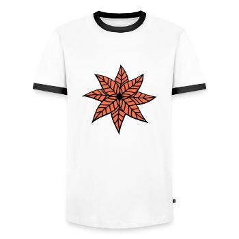 Small Star Leaf Brown Pretty Autumn Leaves - Men's Ringer Shirt - white/black - Front - AI Model Female 172 light (172cm) & AI Model Male 178 dark (178cm)