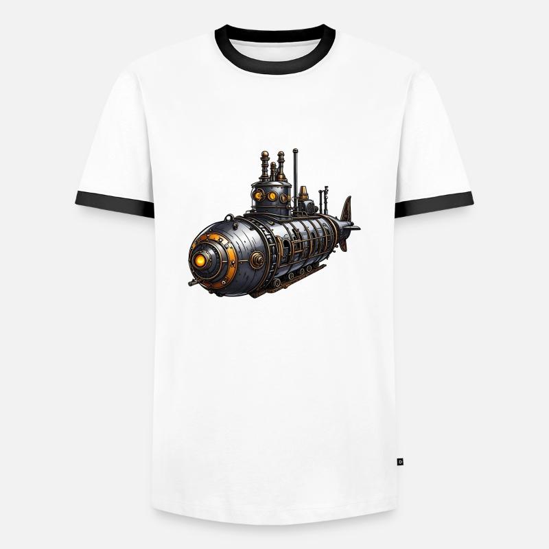 Steampunk-U-Boot - Männer Kontrast-T-Shirt - Weiß/Schwarz