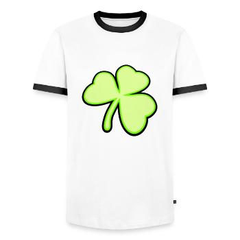 Kleeblatt Drei Blätter Glück Symbol Grüne Pflanze - Männer Kontrast-T-Shirt - Weiß/Schwarz - Vorne - AI Model Female 172 light (172cm) & AI Model Male 178 dark (178cm)