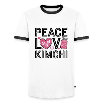 Statement for kimchi fans - Men's Ringer Shirt - white/black - Front - AI Model Female 172 light (172cm) & AI Model Male 178 dark (178cm)