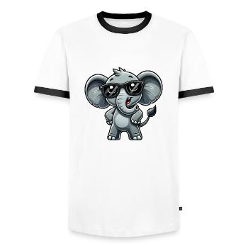 Elephant Sunglasses - Men's Ringer Shirt - white/black - Front - AI Model Female 172 light (172cm) & AI Model Male 178 dark (178cm)