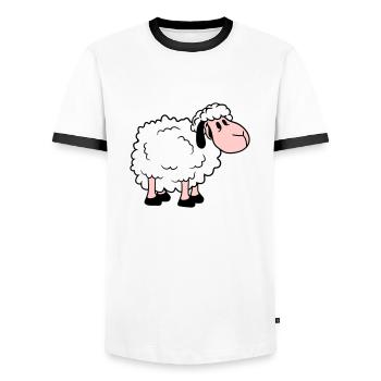 Sheep Baby Stands Cute Cute Lamb Child Cool Comic - Men's Ringer Shirt - white/black - Front - AI Model Female 172 light (172cm) & AI Model Male 178 dark (178cm)