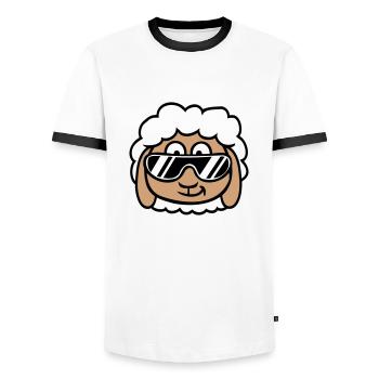 Sheep Sunglasses Party Sheep Lamb Cool Head - Men's Ringer Shirt - white/black - Front - AI Model Female 172 light (172cm) & AI Model Male 178 dark (178cm)