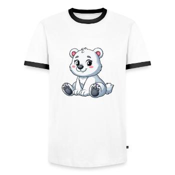 Mädchen Eisbär - Männer Kontrast-T-Shirt - Weiß/Schwarz - Vorne - AI Model Female 172 light (172cm) & AI Model Male 178 dark (178cm)