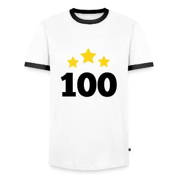100 Years Star - 100th Anniversary Gift - Men's Ringer Shirt - white/black - Front - AI Model Female 172 light (172cm) & AI Model Male 178 dark (178cm)
