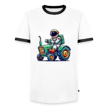 Astronaut Traktor - Männer Kontrast-T-Shirt - Weiß/Schwarz - Vorne - AI Model Female 172 light (172cm) & AI Model Male 178 dark (178cm)
