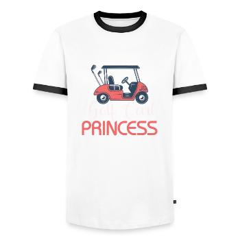 Golf Cart Princess Golfer Woman Girl - Men's Ringer Shirt - white/black - Front - AI Model Female 172 light (172cm) & AI Model Male 178 dark (178cm)