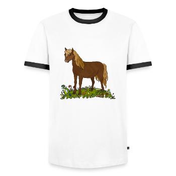 Pferd - Männer Kontrast-T-Shirt - Weiß/Schwarz - Vorne - AI Model Female 172 light (172cm) & AI Model Male 178 dark (178cm)
