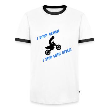 Arrêt de motocross avec style - T-shirt contrasté Homme - blanc/noir - Devant - AI Model Female 172 light (172cm) & AI Model Male 178 dark (178cm)