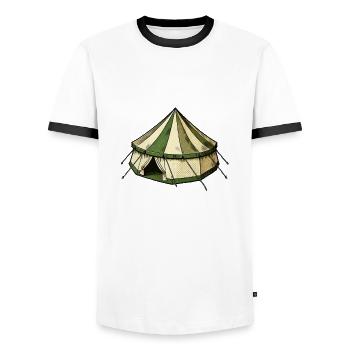 zelt - Männer Kontrast-T-Shirt - Weiß/Schwarz - Vorne - AI Model Female 172 light (172cm) & AI Model Male 178 dark (178cm)