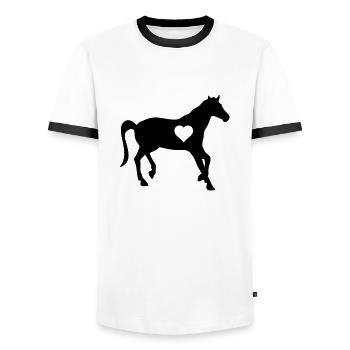 horse love heart - Männer Kontrast-T-Shirt - Weiß/Schwarz - Vorne - AI Model Female 172 light (172cm) & AI Model Male 178 dark (178cm)