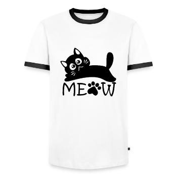 Dramatisches Miauen - Männer Kontrast-T-Shirt - Weiß/Schwarz - Vorne - AI Model Female 172 light (172cm) & AI Model Male 178 dark (178cm)