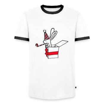 Hase Geburtstag Jahre alt Geschenk Tröte Party Hut - Männer Kontrast-T-Shirt - Weiß/Schwarz - Vorne - AI Model Female 172 light (172cm) & AI Model Male 178 dark (178cm)