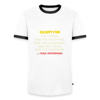 Last Day of School School Out for Summer Break - Men's Ringer Shirt - white/black - Front - AI Model Female 172 light (172cm) & AI Model Male 178 dark (178cm)