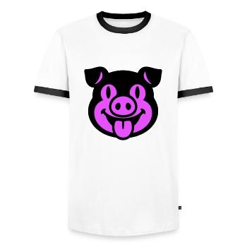 Tête de porcelet - T-shirt contrasté Homme - blanc/noir - Devant - AI Model Female 172 light (172cm) & AI Model Male 178 dark (178cm)