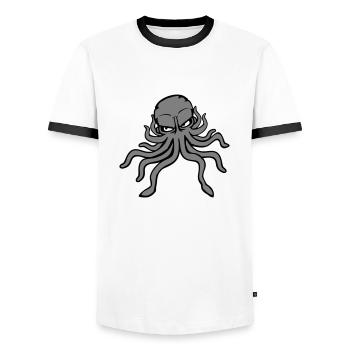 Oktopus Kraken Tintenfisch Kopffüßer böser Blick - Männer Kontrast-T-Shirt - Weiß/Schwarz - Vorne - AI Model Female 172 light (172cm) & AI Model Male 178 dark (178cm)