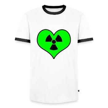 Love Radiation - Men's Ringer Shirt - white/black - Front - AI Model Female 172 light (172cm) & AI Model Male 178 dark (178cm)