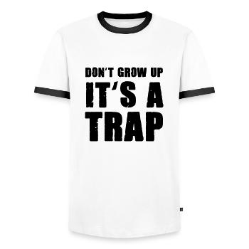 dont grow up - Männer Kontrast-T-Shirt - Weiß/Schwarz - Vorne - AI Model Female 172 light (172cm) & AI Model Male 178 dark (178cm)