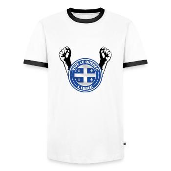 quebec libre - T-shirt contrasté Homme - blanc/noir - Devant - AI Model Female 172 light (172cm) & AI Model Male 178 dark (178cm)