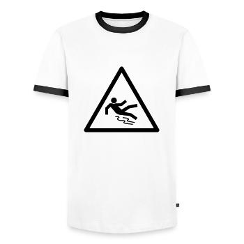 Rutschgefahr - T-shirt contrasté Homme - blanc/noir - Devant - AI Model Female 172 light (172cm) & AI Model Male 178 dark (178cm)