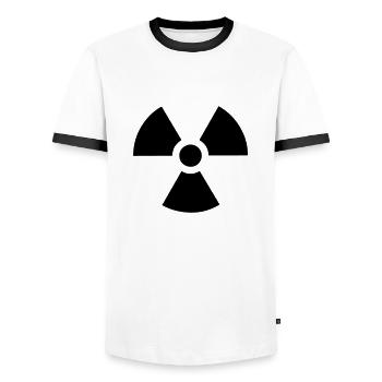 Atom - radioaktiv - Männer Kontrast-T-Shirt - Weiß/Schwarz - Vorne - AI Model Female 172 light (172cm) & AI Model Male 178 dark (178cm)