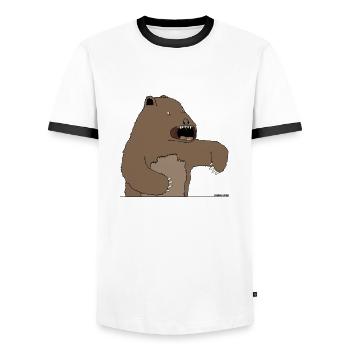 bear! - Men's Ringer Shirt - white/black - Front - AI Model Female 172 light (172cm) & AI Model Male 178 dark (178cm)