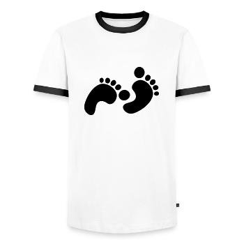 footprints - Men's Ringer Shirt - white/black - Front - AI Model Female 172 light (172cm) & AI Model Male 178 dark (178cm)
