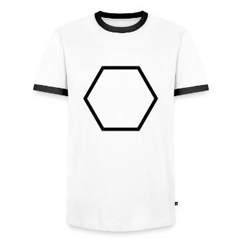 Polygone (à personnaliser) - T-shirt contrasté Homme - blanc/noir - Devant - AI Model Female 172 light (172cm) & AI Model Male 178 dark (178cm)