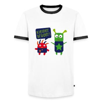 kleiner Bruder großer Bruder - Männer Kontrast-T-Shirt - Weiß/Schwarz - Vorne - AI Model Female 172 light (172cm) & AI Model Male 178 dark (178cm)