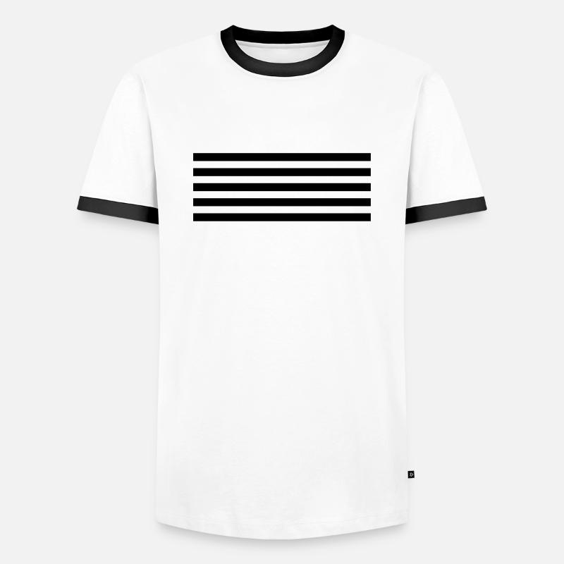 Gestreift - Männer Kontrast-T-Shirt - Weiß/Schwarz