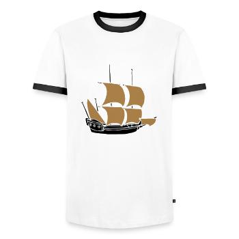 ship - T-shirt contrasté Homme - blanc/noir - Devant - AI Model Female 172 light (172cm) & AI Model Male 178 dark (178cm)
