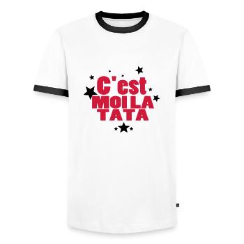 c'est moi lA TATA - T-shirt contrasté Homme - blanc/noir - Devant - AI Model Female 172 light (172cm) & AI Model Male 178 dark (178cm)