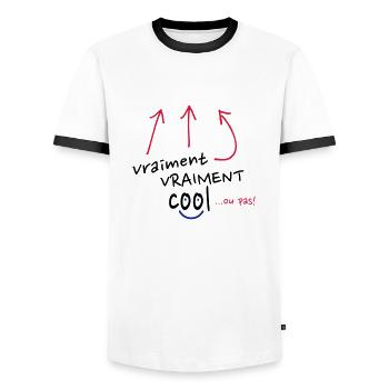 vraiment cool ou pas! - T-shirt contrasté Homme - blanc/noir - Devant - AI Model Female 172 light (172cm) & AI Model Male 178 dark (178cm)