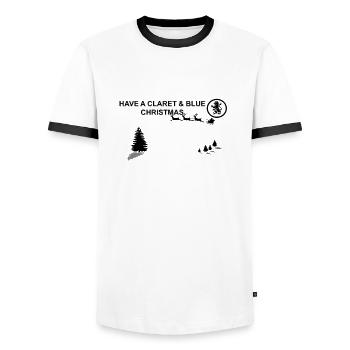 Claret and Blue Xmas - Men's Ringer Shirt - white/black - Front - AI Model Female 172 light (172cm) & AI Model Male 178 dark (178cm)