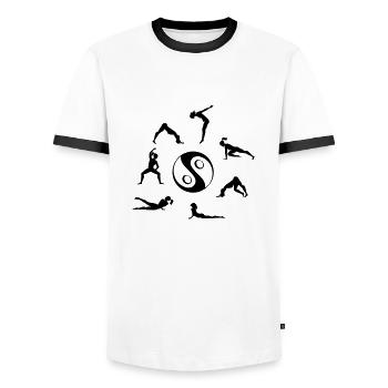 Deepwork - Männer Kontrast-T-Shirt - Weiß/Schwarz - Vorne - AI Model Female 172 light (172cm) & AI Model Male 178 dark (178cm)
