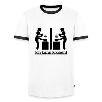 to cook - Men's Ringer Shirt - white/black - Front - AI Model Female 172 light (172cm) & AI Model Male 178 dark (178cm)