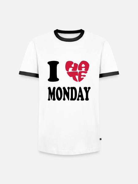 I HATE MONDAY - Männer Kontrast-T-Shirt - Weiß/Schwarz