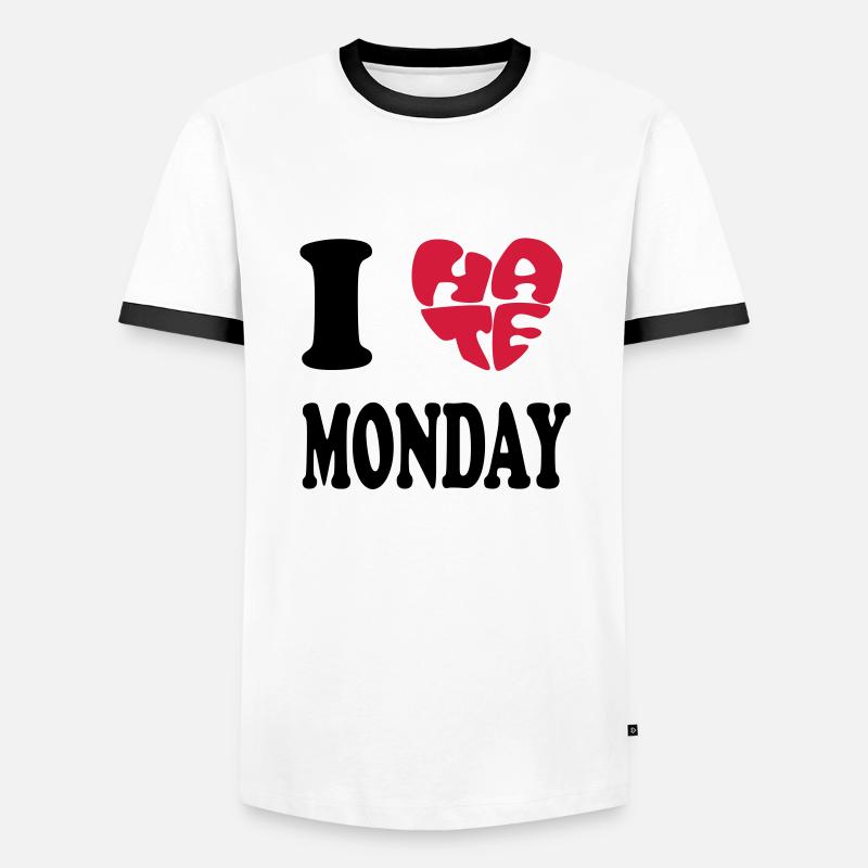 I HATE MONDAY - Männer Kontrast-T-Shirt - Weiß/Schwarz