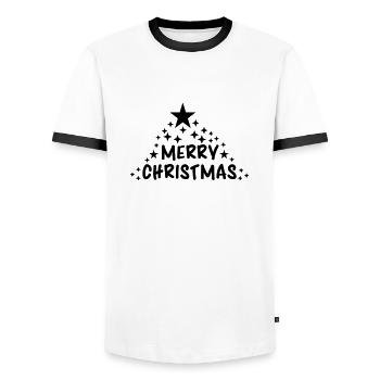 nikolaus christmas fir fir tree star desig - Men's Ringer Shirt - white/black - Front - AI Model Female 172 light (172cm) & AI Model Male 178 dark (178cm)