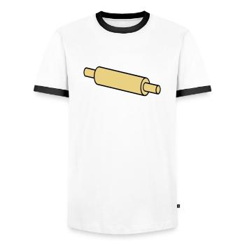 rolling pin - Men's Ringer Shirt - white/black - Front - AI Model Female 172 light (172cm) & AI Model Male 178 dark (178cm)